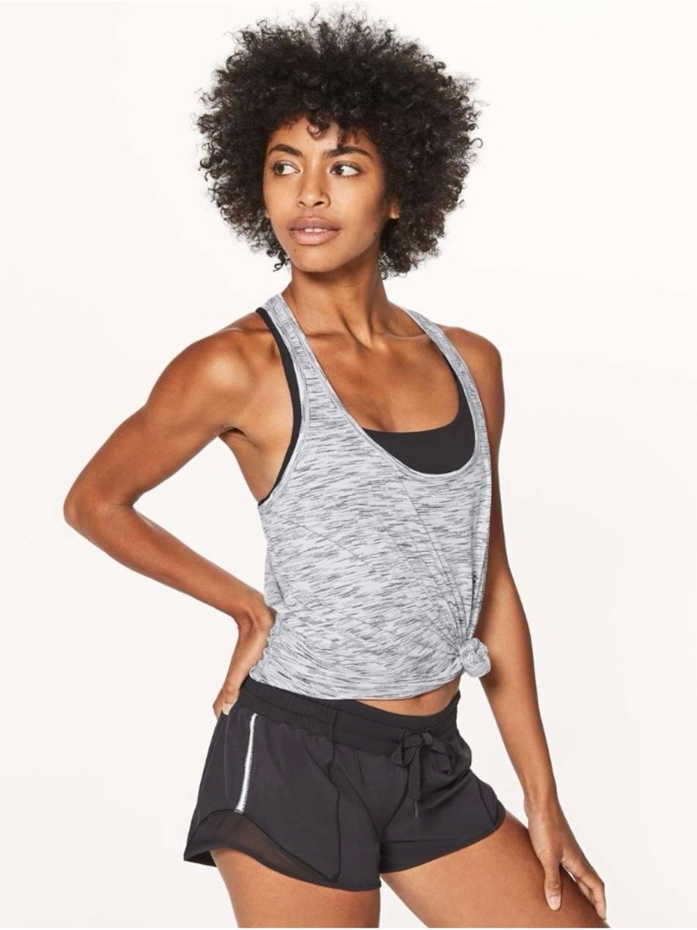 Lululemon Our Sport Tank Top Tiger Space Dye Black White Racerback